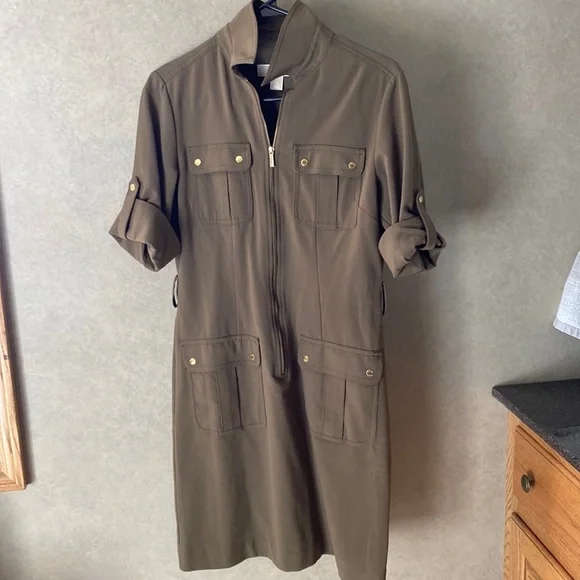 Hunter navy green shirt dress